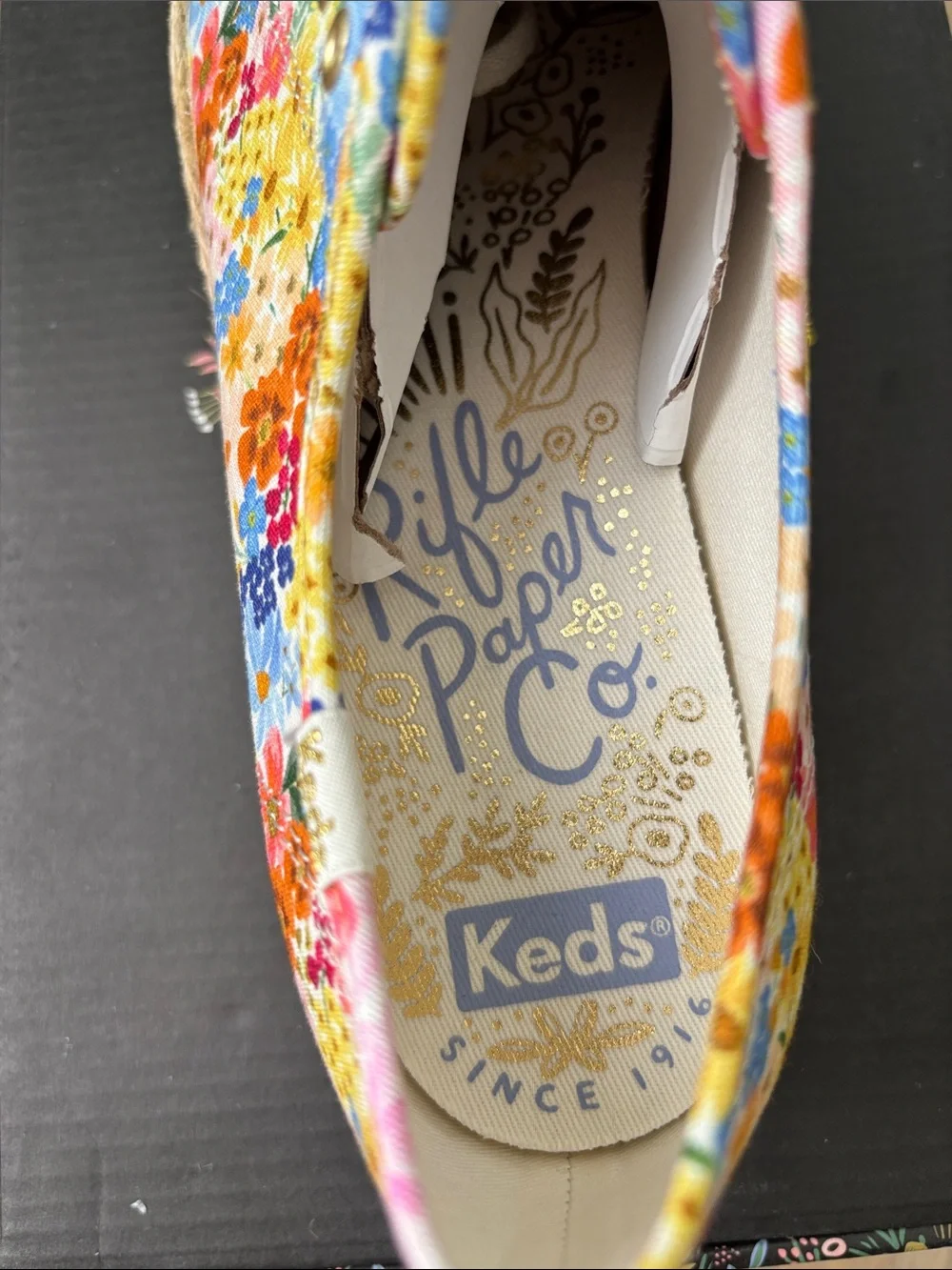 Keds x Rifle Paper Co. Margaux Triple Kick Jute Sole Sneakers SZ 10 Summery Boho